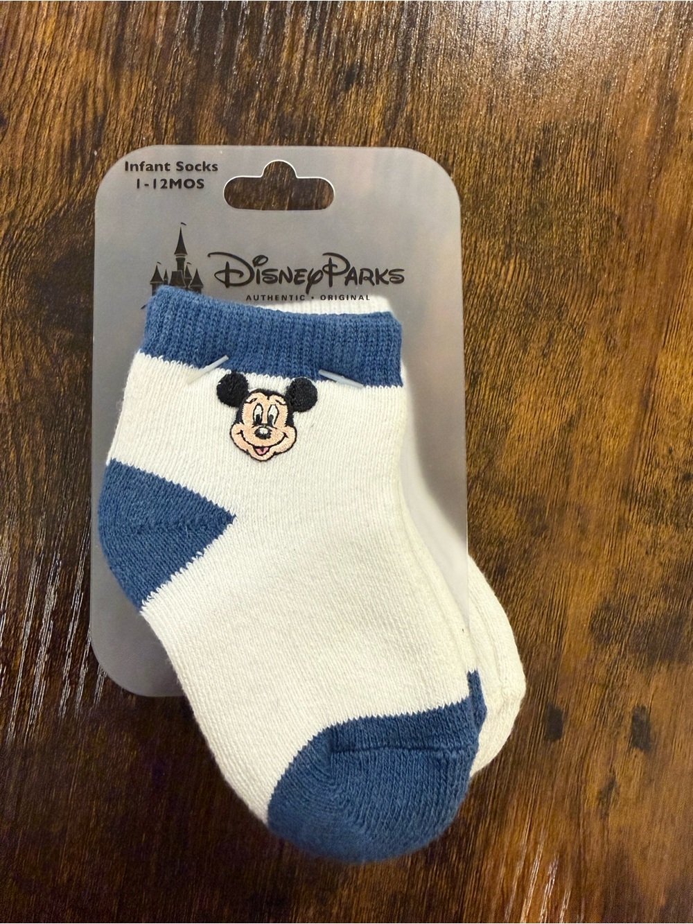 Disney White and Blue Mickey Infant Socks